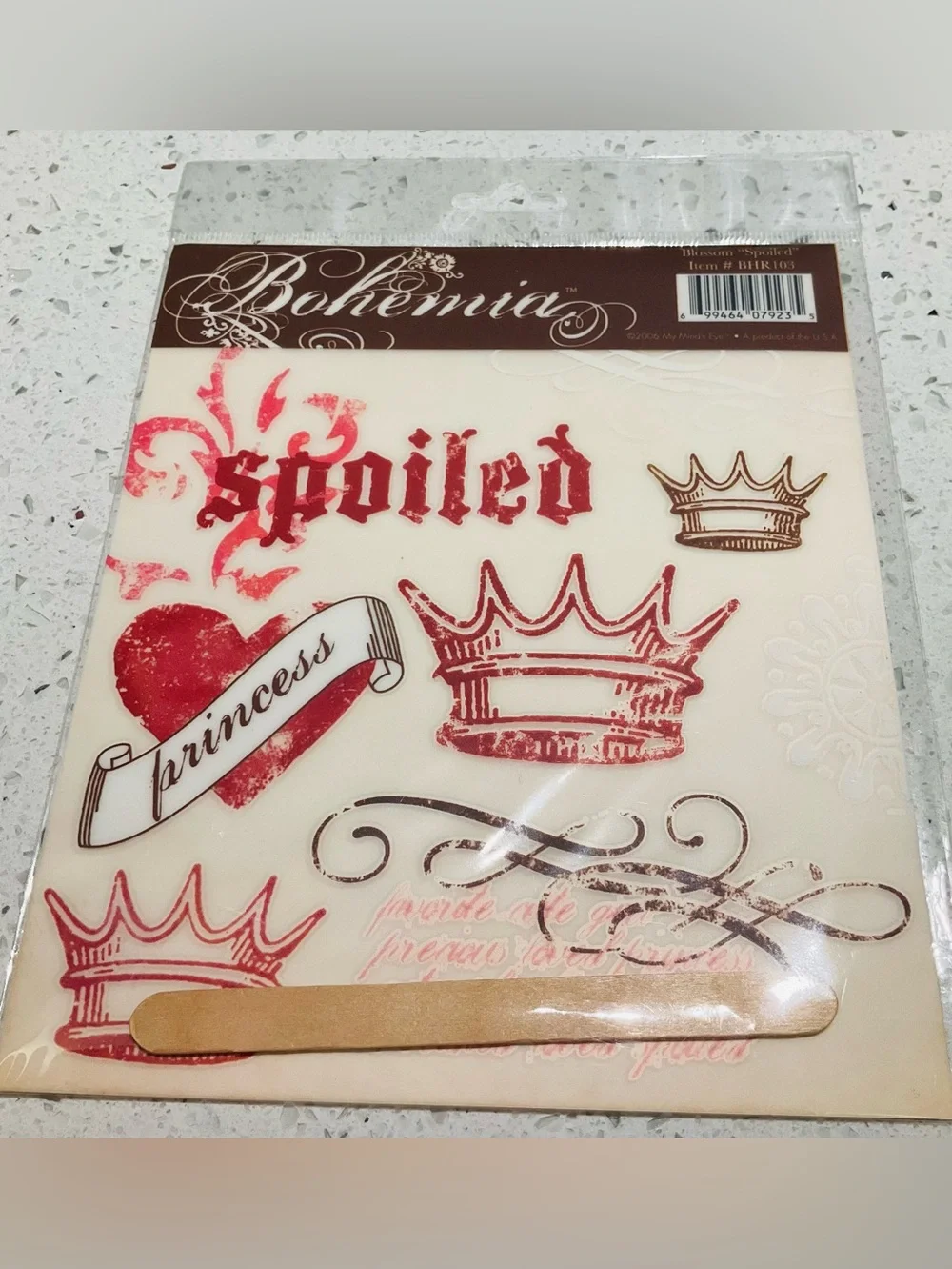 NIP 7pc Vintage 2006 My Minds Eye Bohemia Rub Ons Scrapbooking Paper Crafts DIY